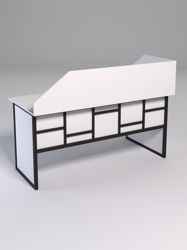 Стол эргономичный офисный СЭ-17 (левосторонний) с экраном СТРОНГ в стиле ЛОФТ декор №3, Белый