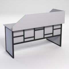 Стол эргономичный офисный СЭ-17 (левосторонний) с экраном СТРОНГ в стиле ЛОФТ декор №3, Серый