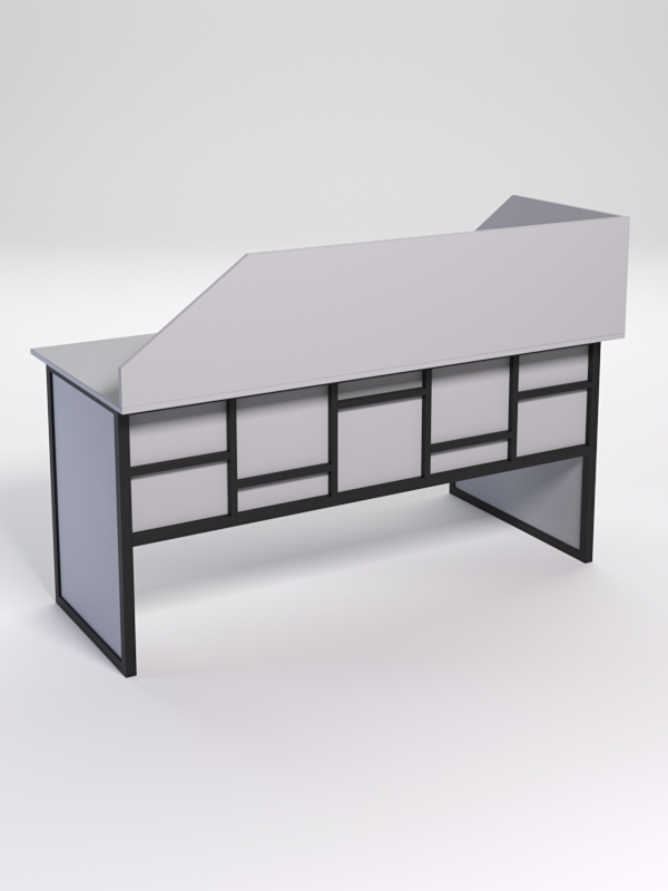 Стол эргономичный офисный СЭ-17 (левосторонний) с экраном СТРОНГ в стиле ЛОФТ декор №3, Серый