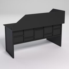 Стол эргономичный офисный СЭ-17 (левосторонний) с экраном СТРОНГ в стиле ЛОФТ декор №3, Черный