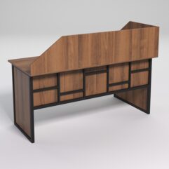 Стол эргономичный офисный СЭ-17 (левосторонний) с экраном СТРОНГ в стиле ЛОФТ декор №3, Орех