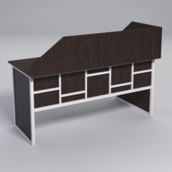 Стол эргономичный офисный СЭ-17 (левосторонний) с экраном СТРОНГ в стиле ЛОФТ декор №3, Дуб Венге + металлический каркас Белый