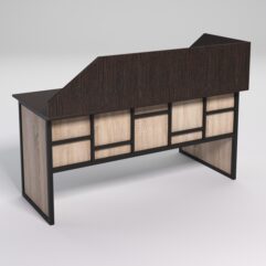 Стол эргономичный офисный СЭ-17 (левосторонний) с экраном СТРОНГ в стиле ЛОФТ декор №3, Дуб Венге и Дуб Сонома