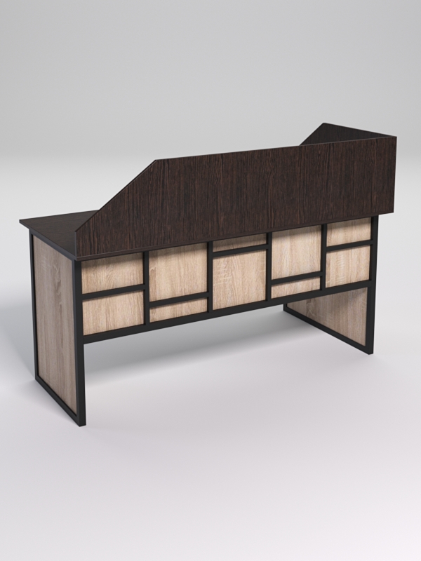 Стол эргономичный офисный СЭ-17 (левосторонний) с экраном СТРОНГ в стиле ЛОФТ декор №3, Дуб Венге и Дуб Сонома