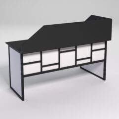 Стол эргономичный офисный СЭ-17 (левосторонний) с экраном СТРОНГ в стиле ЛОФТ декор №3, Черный и Белый