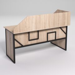 Стол эргономичный офисный СЭ-17 (левосторонний) с экраном СТРОНГ в стиле ЛОФТ декор №4, Дуб Сонома