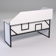 Стол эргономичный офисный СЭ-17 (левосторонний) с экраном СТРОНГ в стиле ЛОФТ декор №4, Белый