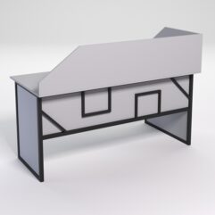 Стол эргономичный офисный СЭ-17 (левосторонний) с экраном СТРОНГ в стиле ЛОФТ декор №4, Серый