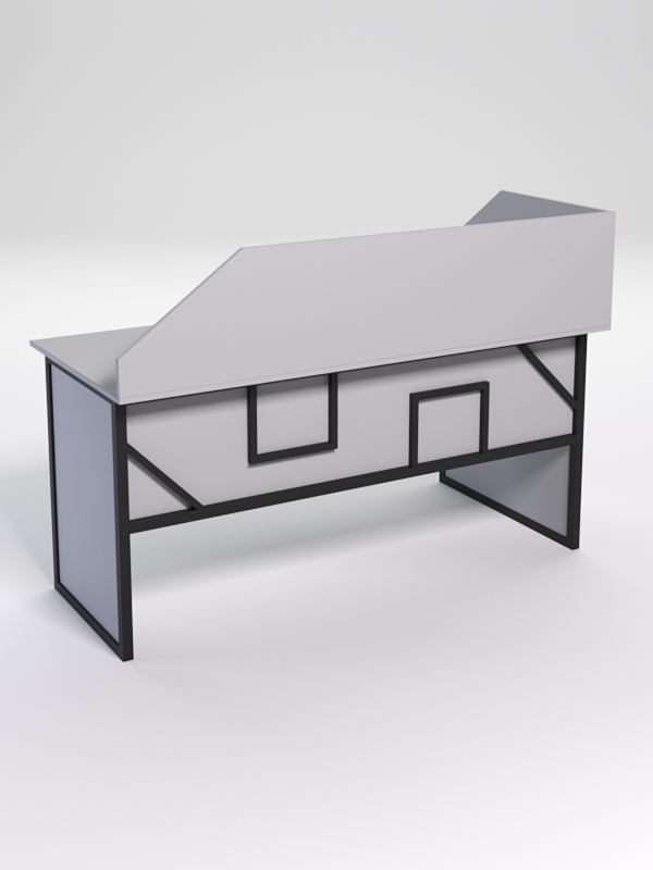 Стол эргономичный офисный СЭ-17 (левосторонний) с экраном СТРОНГ в стиле ЛОФТ декор №4, Серый