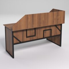 Стол эргономичный офисный СЭ-17 (левосторонний) с экраном СТРОНГ в стиле ЛОФТ декор №4, Орех