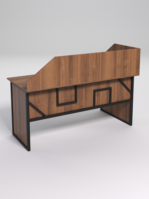 Стол эргономичный офисный СЭ-17 (левосторонний) с экраном СТРОНГ в стиле ЛОФТ декор №4, Орех