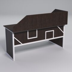 Стол эргономичный офисный СЭ-17 (левосторонний) с экраном СТРОНГ в стиле ЛОФТ декор №4, Дуб Венге + металлический каркас Белый