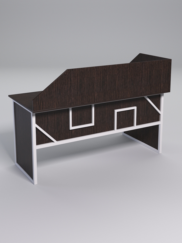 Стол эргономичный офисный СЭ-17 (левосторонний) с экраном СТРОНГ в стиле ЛОФТ декор №4, Дуб Венге + металлический каркас Белый