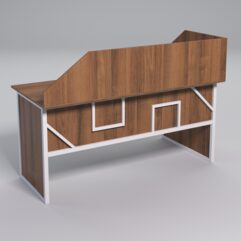 Стол эргономичный офисный СЭ-17 (левосторонний) с экраном СТРОНГ в стиле ЛОФТ декор №4, Орех + металлический каркас Белый