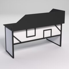 Стол эргономичный офисный СЭ-17 (левосторонний) с экраном СТРОНГ в стиле ЛОФТ декор №4, Черный и Белый