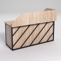 Стол эргономичный офисный СЭ-17А (левосторонний) с экраном СТРОНГ в стиле ЛОФТ декор №2, Дуб Сонома