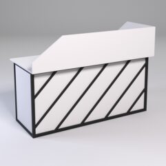 Стол эргономичный офисный СЭ-17А (левосторонний) с экраном СТРОНГ в стиле ЛОФТ декор №2, Белый