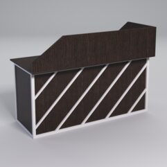 Стол эргономичный офисный СЭ-17А (левосторонний) с экраном СТРОНГ в стиле ЛОФТ декор №2, Дуб Венге + металлический каркас Белый