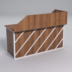 Стол эргономичный офисный СЭ-17А (левосторонний) с экраном СТРОНГ в стиле ЛОФТ декор №2, Орех + металлический каркас Белый