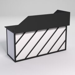 Стол эргономичный офисный СЭ-17А (левосторонний) с экраном СТРОНГ в стиле ЛОФТ декор №2, Черный и Белый