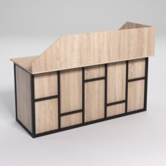 Стол эргономичный офисный СЭ-17А (левосторонний) с экраном СТРОНГ в стиле ЛОФТ декор №3, Дуб Сонома