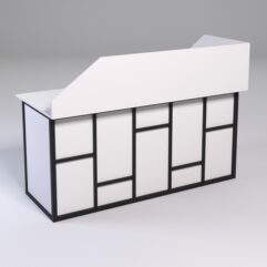 Стол эргономичный офисный СЭ-17А (левосторонний) с экраном СТРОНГ в стиле ЛОФТ декор №3, Белый