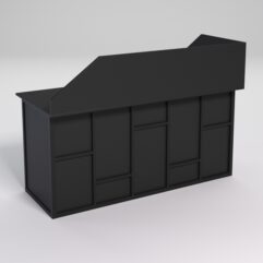 Стол эргономичный офисный СЭ-17А (левосторонний) с экраном СТРОНГ в стиле ЛОФТ декор №3, Черный