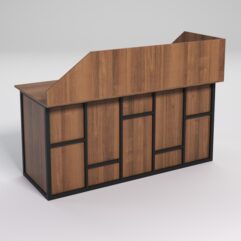 Стол эргономичный офисный СЭ-17А (левосторонний) с экраном СТРОНГ в стиле ЛОФТ декор №3, Орех