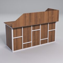 Стол эргономичный офисный СЭ-17А (левосторонний) с экраном СТРОНГ в стиле ЛОФТ декор №3, Орех + металлический каркас Белый