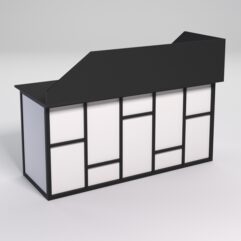 Стол эргономичный офисный СЭ-17А (левосторонний) с экраном СТРОНГ в стиле ЛОФТ декор №3, Черный и Белый