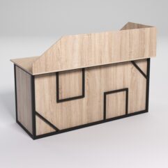 Стол эргономичный офисный СЭ-17А (левосторонний) с экраном СТРОНГ в стиле ЛОФТ декор №4, Дуб Сонома