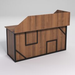 Стол эргономичный офисный СЭ-17А (левосторонний) с экраном СТРОНГ в стиле ЛОФТ декор №4, Орех