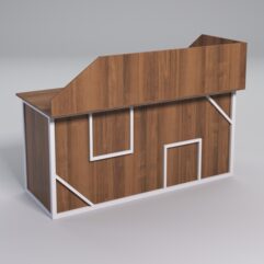 Стол эргономичный офисный СЭ-17А (левосторонний) с экраном СТРОНГ в стиле ЛОФТ декор №4, Орех + металлический каркас Белый