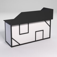 Стол эргономичный офисный СЭ-17А (левосторонний) с экраном СТРОНГ в стиле ЛОФТ декор №4, Черный и Белый