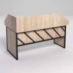 Стол эргономичный офисный СЭ-18 (правосторонний) с экраном СТРОНГ в стиле ЛОФТ декор №2, Дуб Сонома