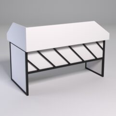 Стол эргономичный офисный СЭ-18 (правосторонний) с экраном СТРОНГ в стиле ЛОФТ декор №2, Белый