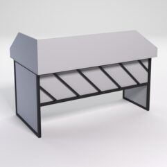 Стол эргономичный офисный СЭ-18 (правосторонний) с экраном СТРОНГ в стиле ЛОФТ декор №2, Серый