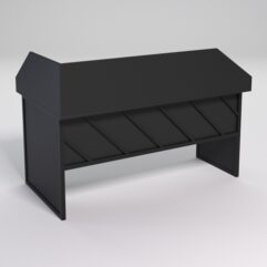 Стол эргономичный офисный СЭ-18 (правосторонний) с экраном СТРОНГ в стиле ЛОФТ декор №2, Черный