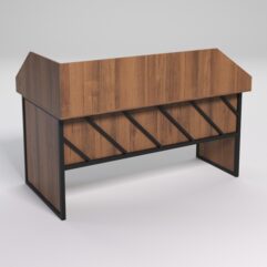 Стол эргономичный офисный СЭ-18 (правосторонний) с экраном СТРОНГ в стиле ЛОФТ декор №2, Орех