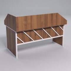 Стол эргономичный офисный СЭ-18 (правосторонний) с экраном СТРОНГ в стиле ЛОФТ декор №2, Орех + металлический каркас Белый