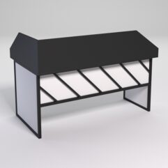 Стол эргономичный офисный СЭ-18 (правосторонний) с экраном СТРОНГ в стиле ЛОФТ декор №2, Черный и Белый