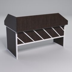 Стол эргономичный офисный СЭ-18 (правосторонний) с экраном СТРОНГ в стиле ЛОФТ декор №2, Дуб Венге + металлический каркас Белый