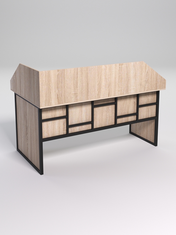 Стол эргономичный офисный СЭ-18 (правосторонний) с экраном СТРОНГ в стиле ЛОФТ декор №3, Дуб Сонома