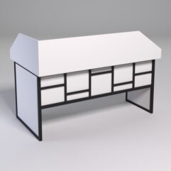 Стол эргономичный офисный СЭ-18 (правосторонний) с экраном СТРОНГ в стиле ЛОФТ декор №3, Белый