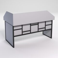 Стол эргономичный офисный СЭ-18 (правосторонний) с экраном СТРОНГ в стиле ЛОФТ декор №3, Серый