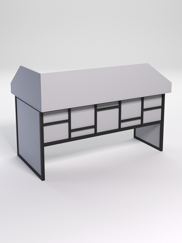 Стол эргономичный офисный СЭ-18 (правосторонний) с экраном СТРОНГ в стиле ЛОФТ декор №3, Серый