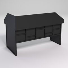 Стол эргономичный офисный СЭ-18 (правосторонний) с экраном СТРОНГ в стиле ЛОФТ декор №3, Черный