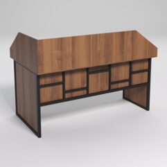 Стол эргономичный офисный СЭ-18 (правосторонний) с экраном СТРОНГ в стиле ЛОФТ декор №3, Орех