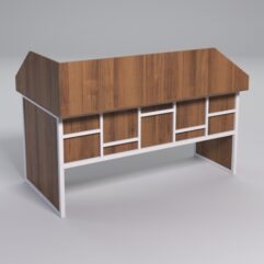 Стол эргономичный офисный СЭ-18 (правосторонний) с экраном СТРОНГ в стиле ЛОФТ декор №3, Орех + металлический каркас Белый