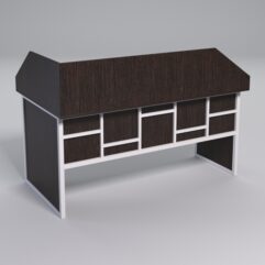 Стол эргономичный офисный СЭ-18 (правосторонний) с экраном СТРОНГ в стиле ЛОФТ декор №3, Дуб Венге + металлический каркас Белый